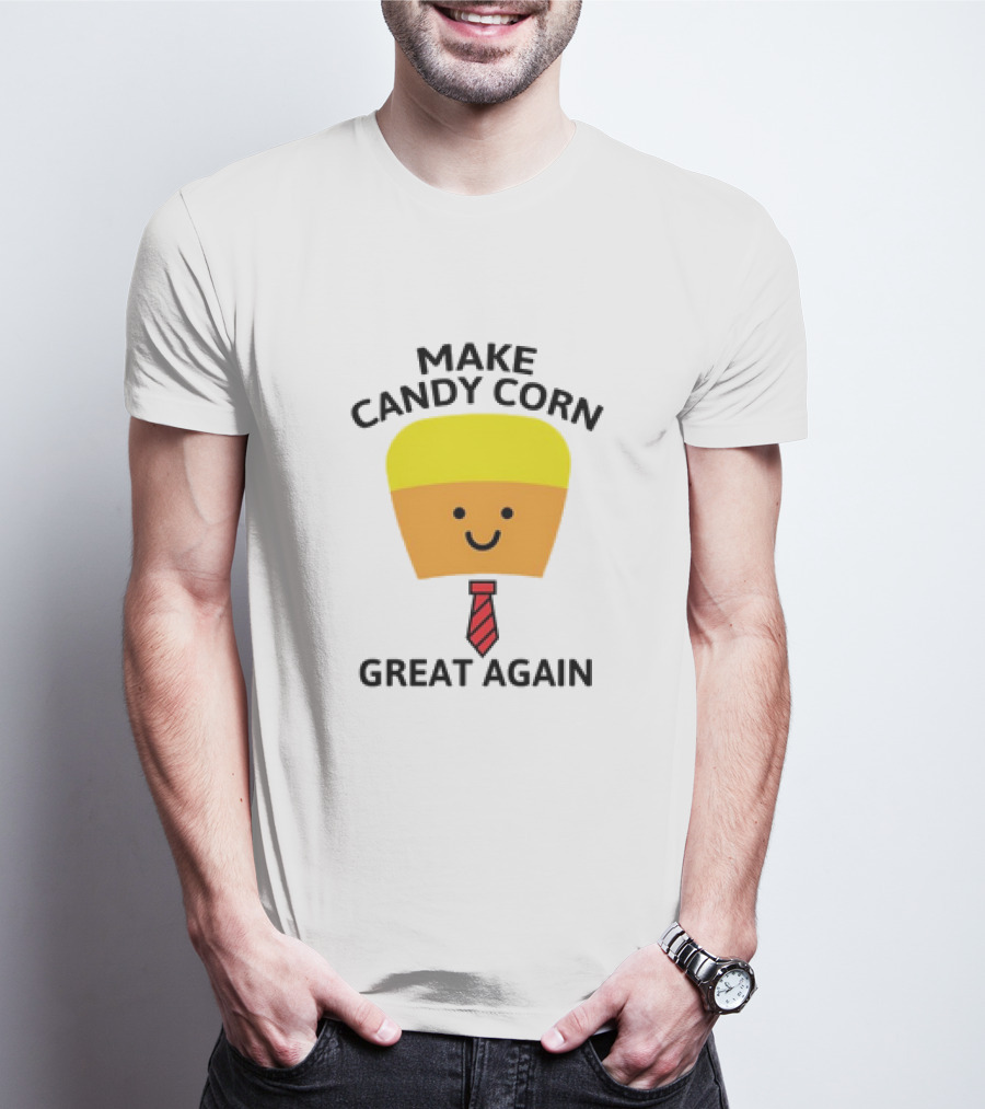 MAKE CANDY CORN GREAT AGAIN Candy Corn Face With Yellow Hair And Red Tie T-Shirt