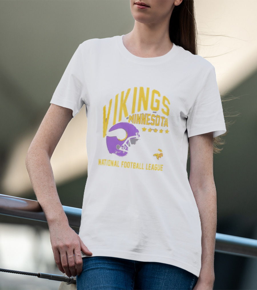 Minnesota Vikings National Football League Helmet Stars T-Shirt