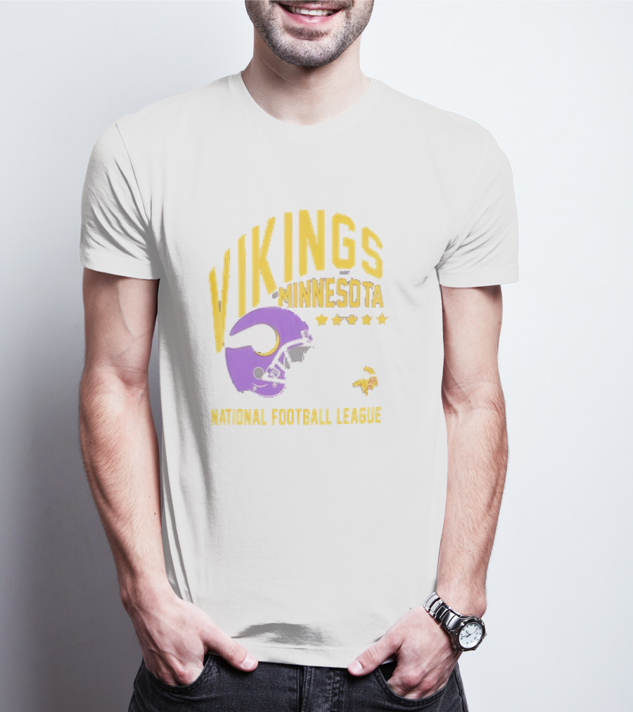Minnesota Vikings National Football League Helmet Stars T-Shirt