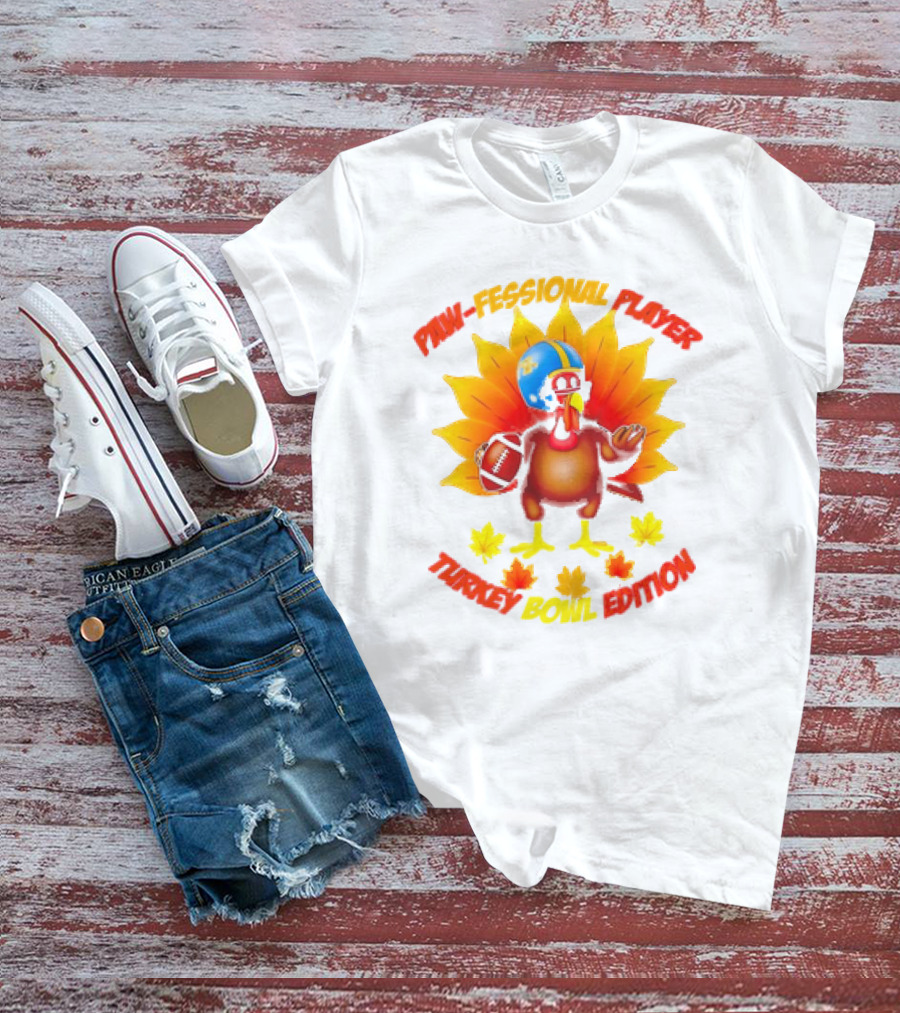 Paw-fessional Player Turkey Bowl Edition Football Helmet Maple Leaves T-Shirt