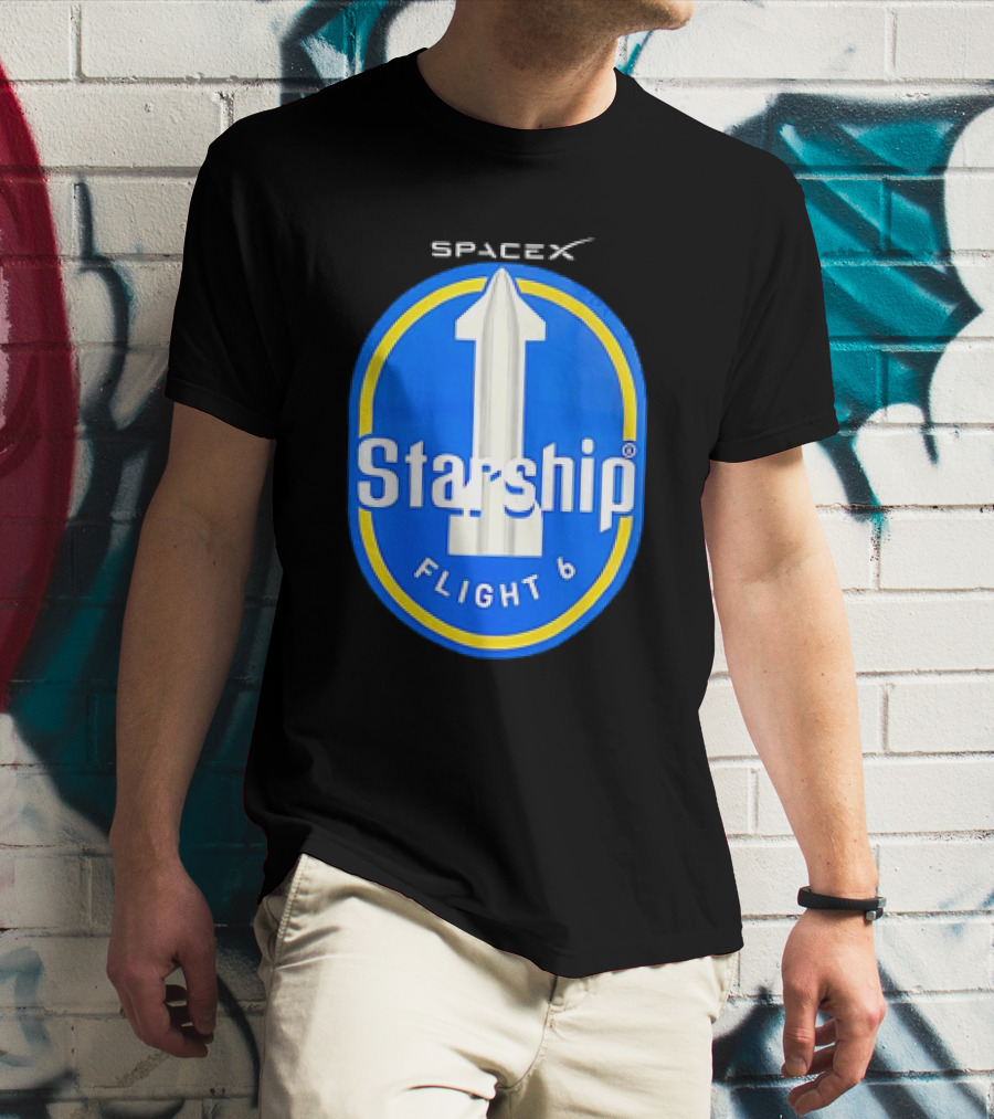 SpaceX Starship Flight 6 Emblem With Rocket T-Shirt