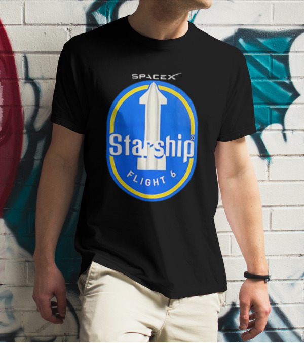SpaceX Starship Flight 6 Emblem With Rocket T-Shirt