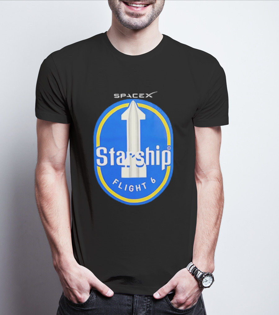 SpaceX Starship Flight 6 Emblem With Rocket T-Shirt