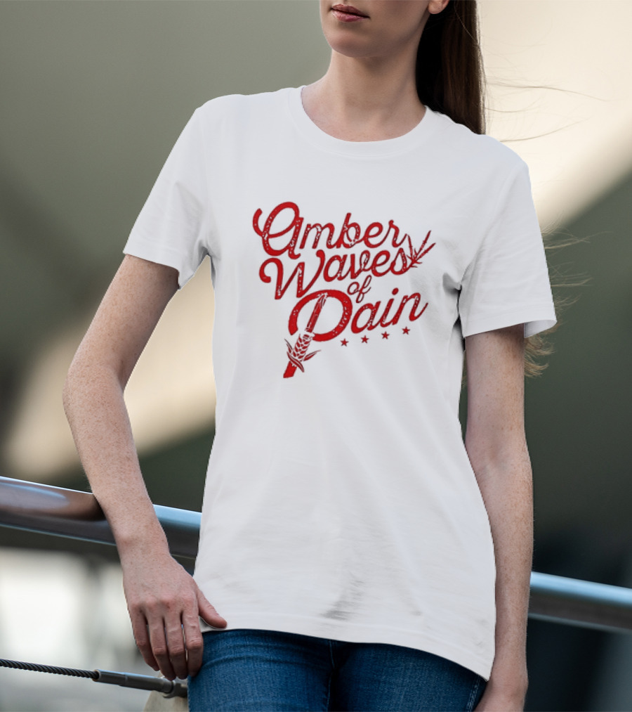 Amber Waves Of Pain Farm Style Red Barn And Wheat T-Shirt