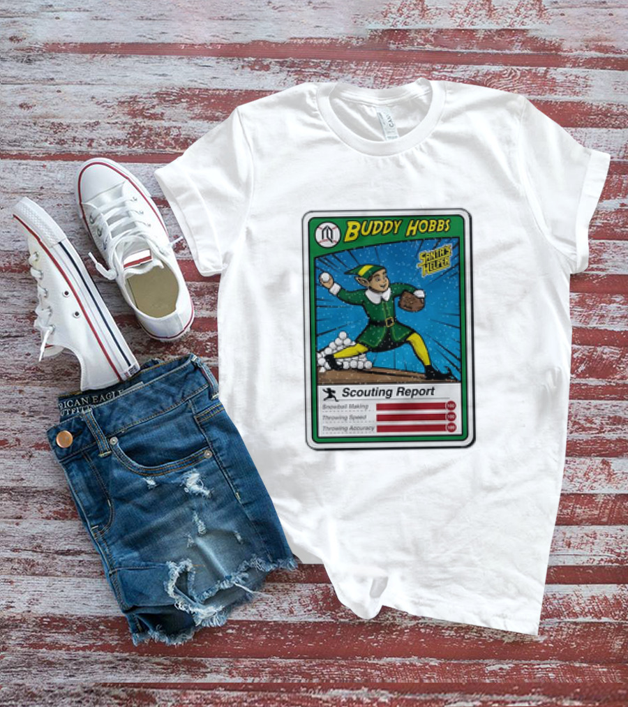 Buddy Hobbs Santa’s Helper Scouting Report Snowball Making Throwing Speed Accuracy T-Shirt