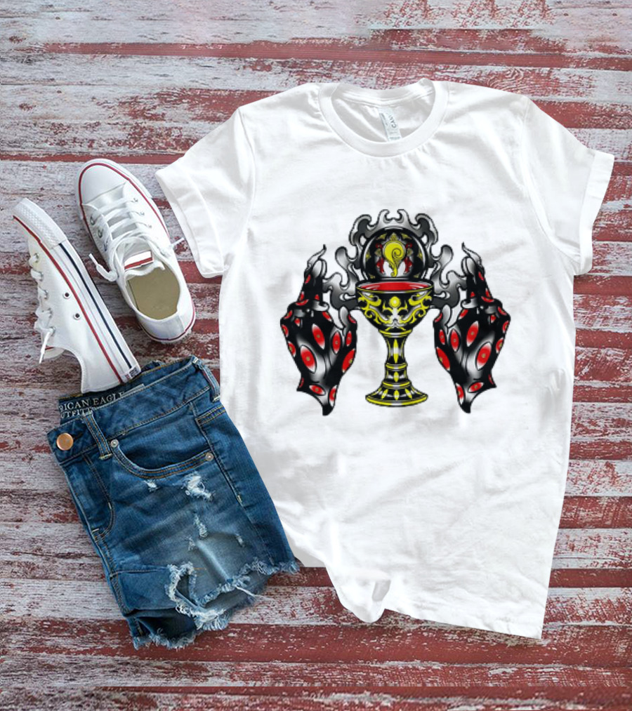 Chalice Hands Classic Red And Black Flame T-Shirt