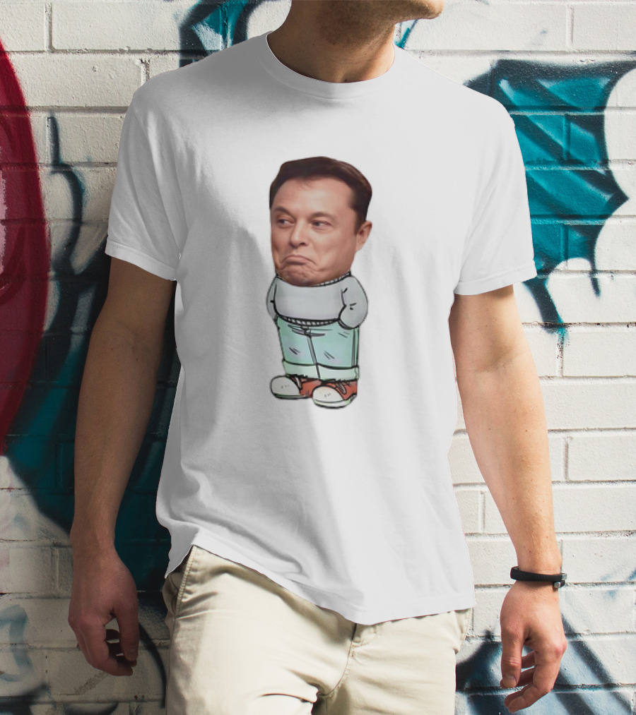 Elon Musk Cartoon Character Chill Guy With Dog Attire T-Shirt