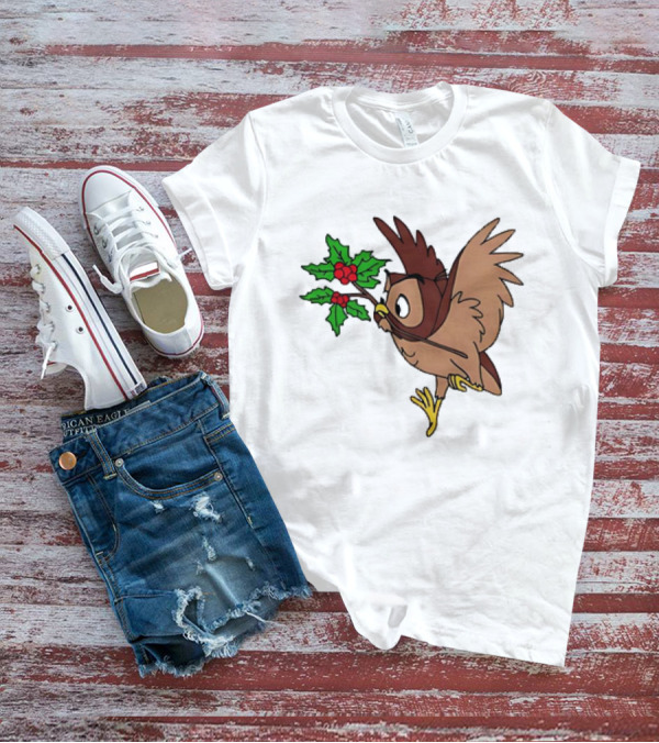 Owl With Holly Branch Festive Christmas Classic T-Shirt