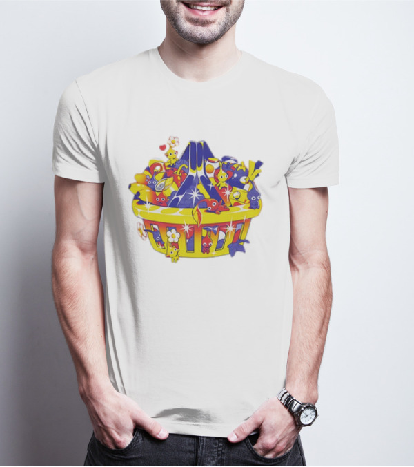 Pikmin Basket Overflowing With Colorful Creatures And Hearts T-Shirt