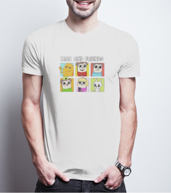 MAX AND FRIENDS YELLOW BLUE RED GREEN PURPLE CHARACTERS T-Shirt