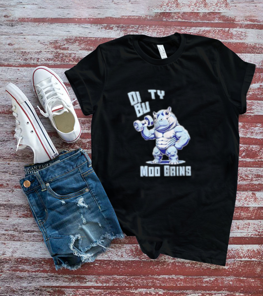 Dirty Bulk Hippo Lifting Moo Gains Gym T-Shirt