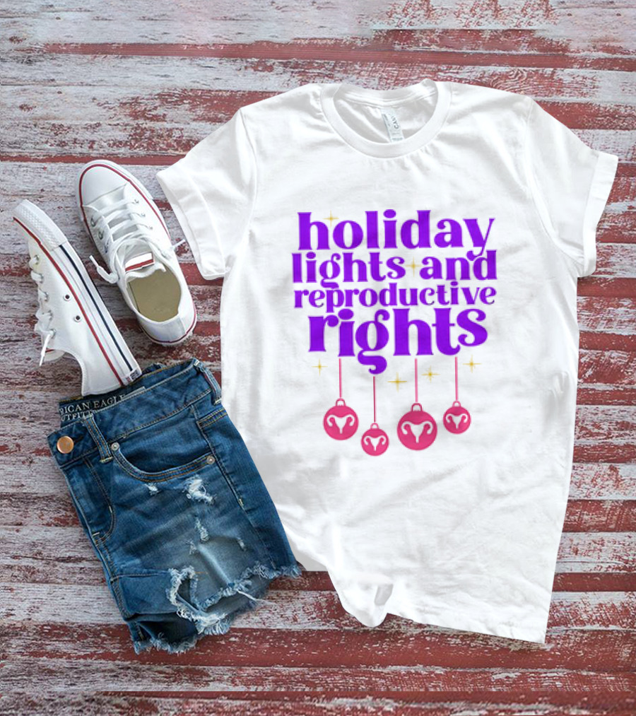 Holiday Lights And Reproductive Rights Ornaments With Symbols T-Shirt