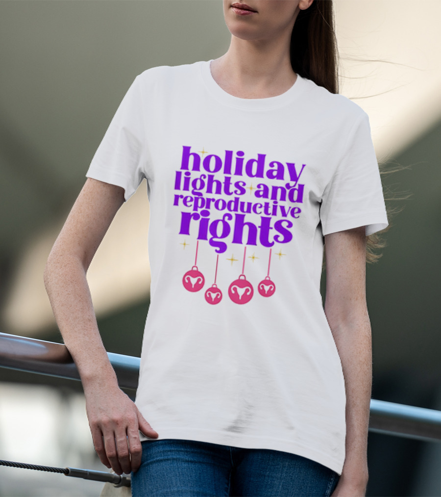 Holiday Lights And Reproductive Rights Ornaments With Symbols T-Shirt