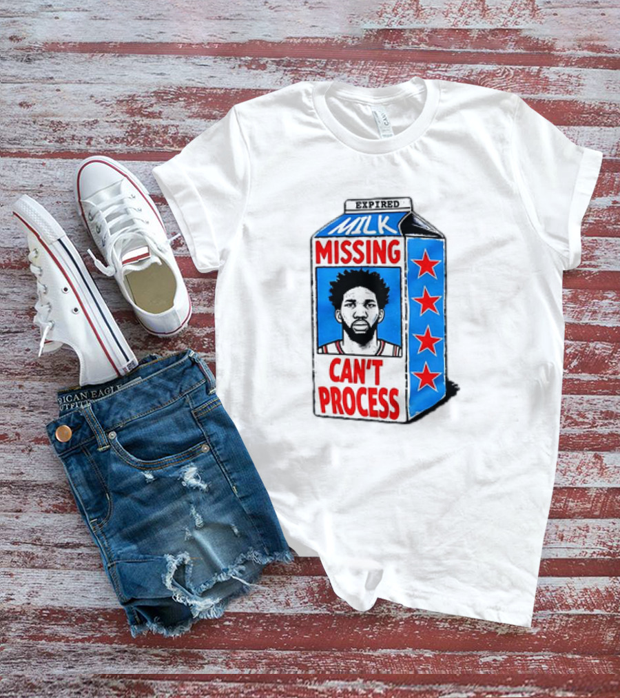 Joel Embiid Philadelphia 76ers Milk Carton Missing Can't Process T-Shirt