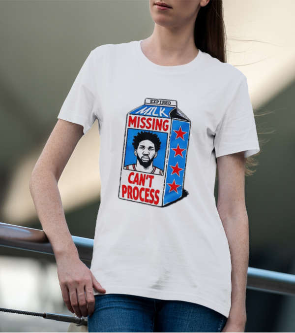 Joel Embiid Philadelphia 76ers Milk Carton Missing Can't Process T-Shirt
