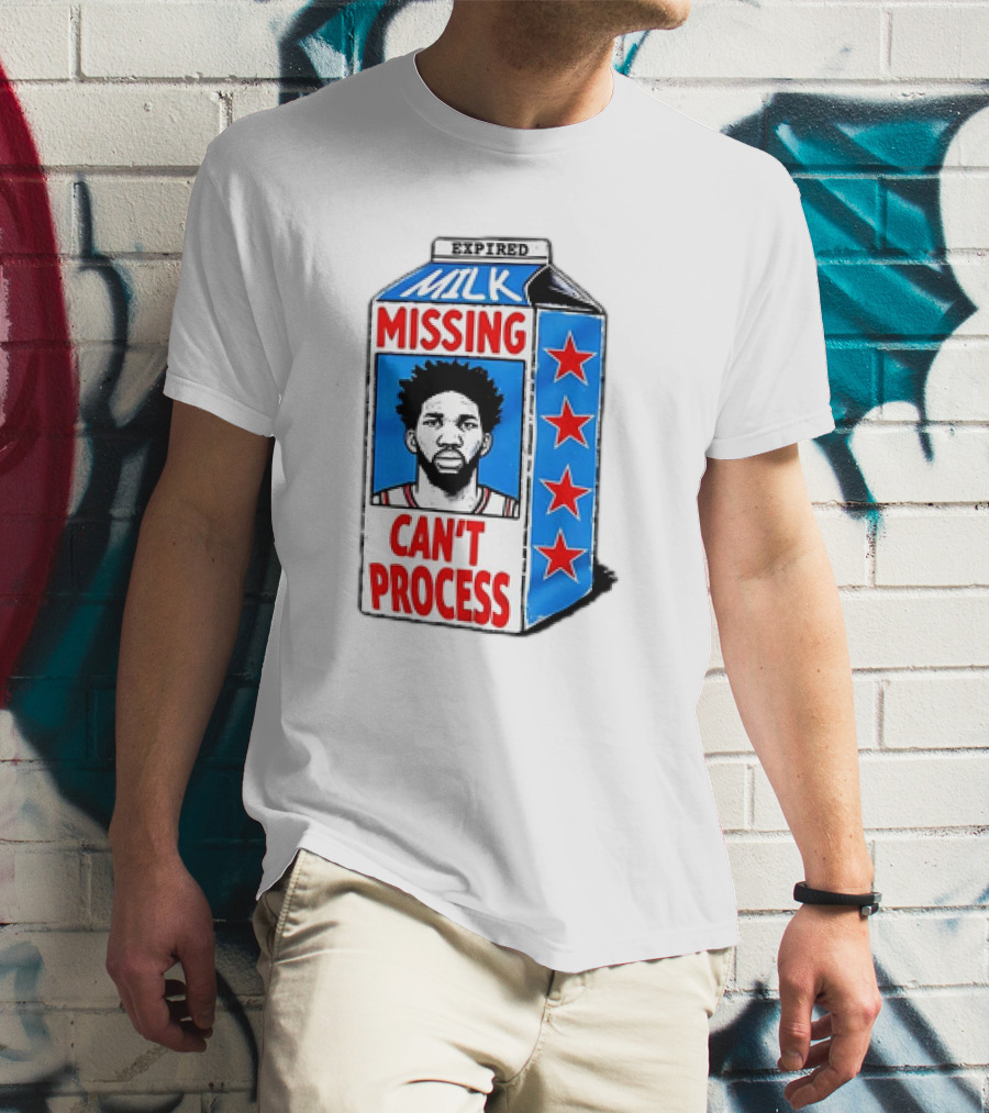 Joel Embiid Philadelphia 76ers Milk Carton Missing Can't Process T-Shirt
