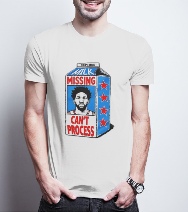 Joel Embiid Philadelphia 76ers Milk Carton Missing Can't Process T-Shirt