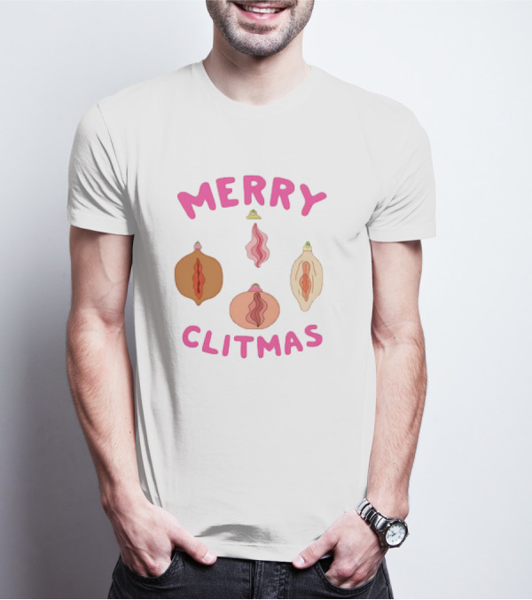 Merry Clitmas Christmas Vagina Ornaments With Santa Hat Decor T-Shirt
