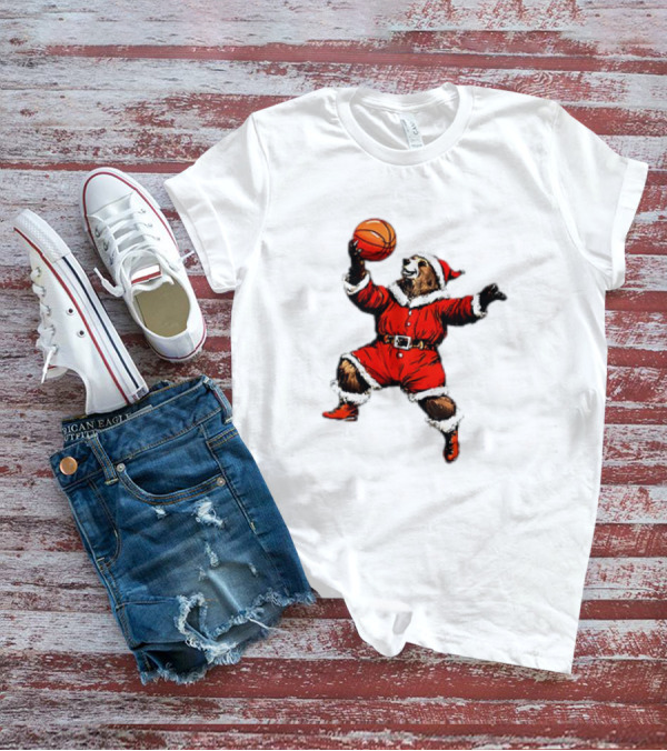 Santa Bear Basketball Holiday T-Shirt