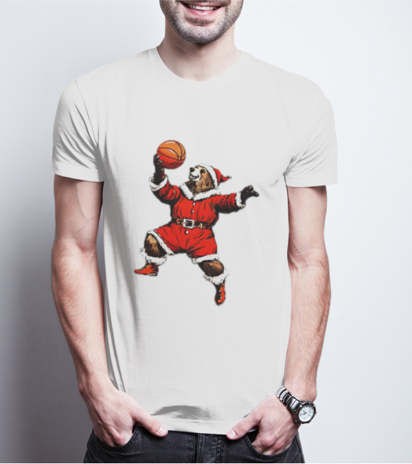 Santa Bear Basketball Holiday T-Shirt