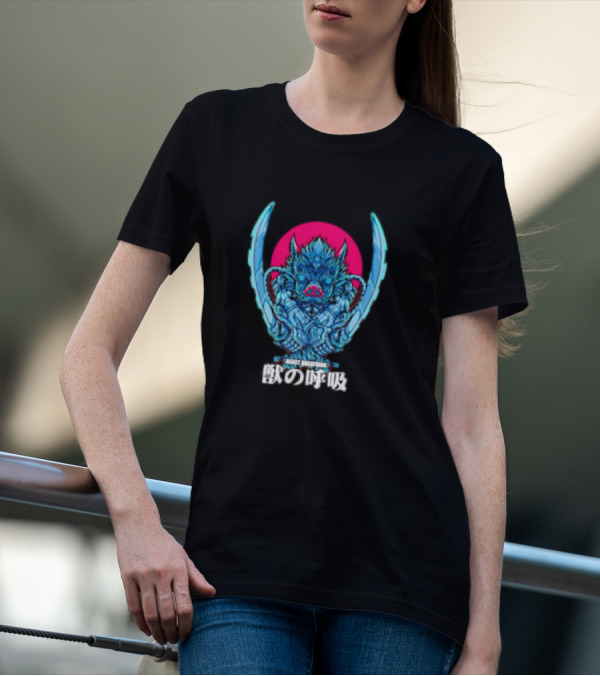 Beast Breathing Distinctive Warrior Icon Kanji Text T-Shirt