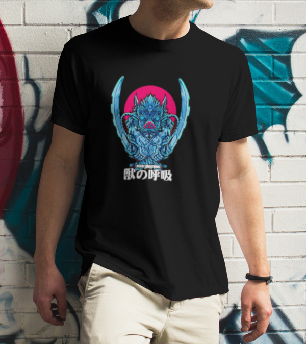 Beast Breathing Distinctive Warrior Icon Kanji Text T-Shirt