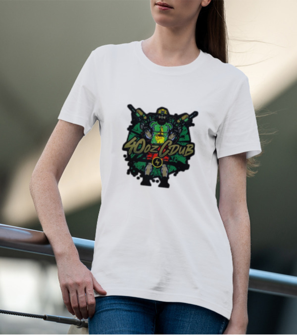 40ozCDub RemixDub Guns Warrior Power T-Shirt