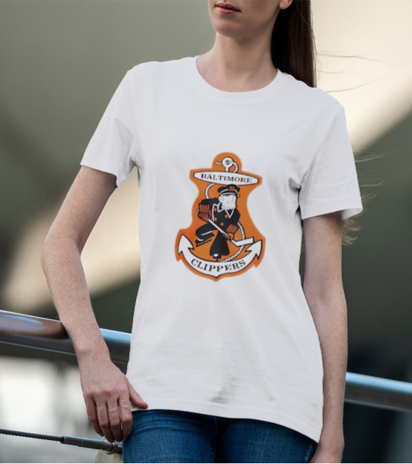 Baltimore Clippers 1962 Retro Style AHL Logo Orange Anchor T-Shirt