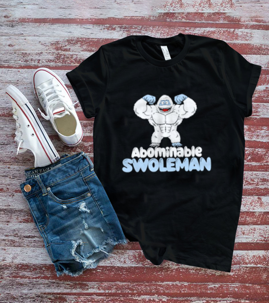 Abominable Swoleman Flexing Cartoon Yeti Meme T-Shirt