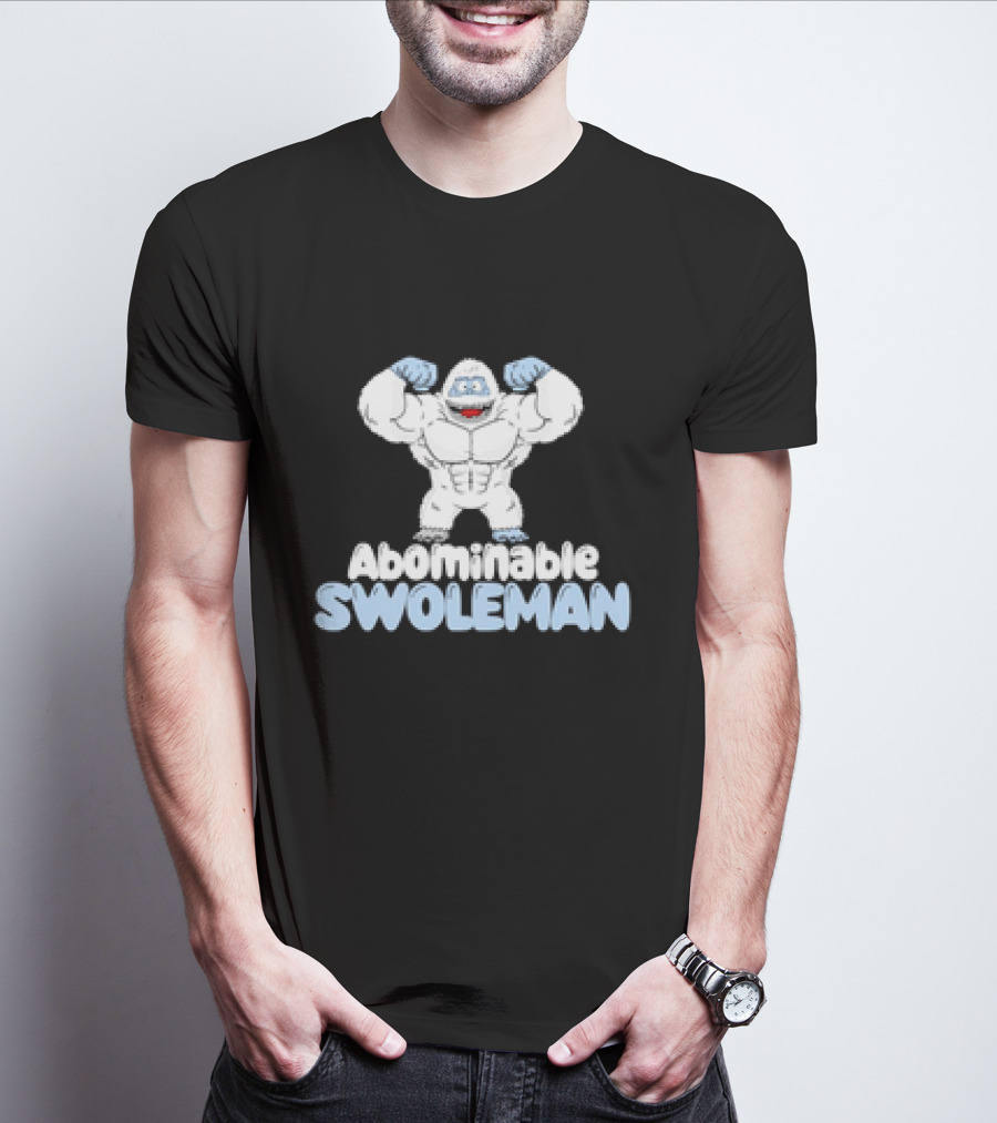 Abominable Swoleman Flexing Cartoon Yeti Meme T-Shirt