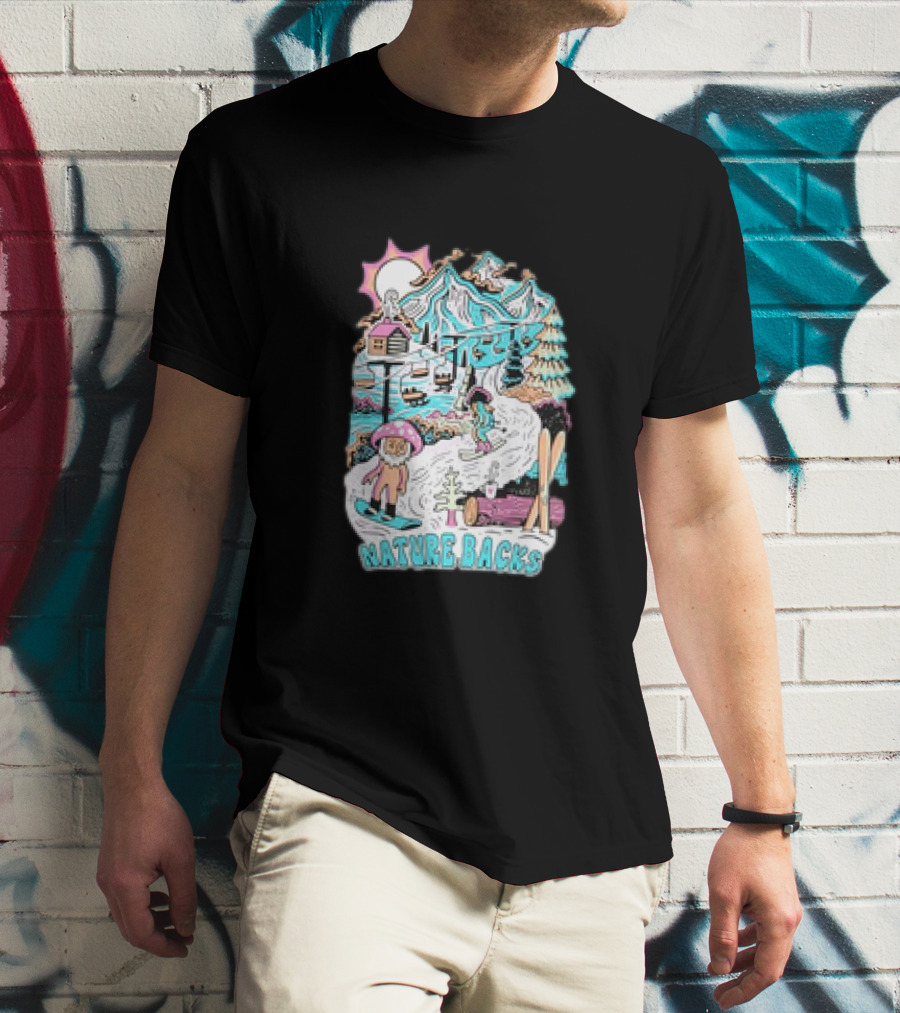 Nature Backs Mountain Cabin Adventure In Winter Wonderland T-Shirt