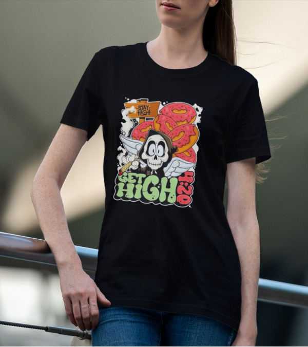 Stay High Get High 420 Skull Wings Donuts T-Shirt