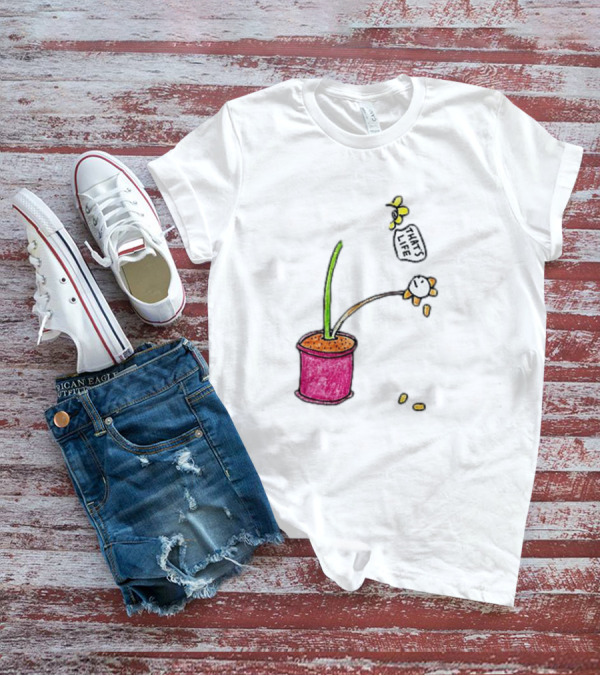Flowers That's Life Drooping Plant With Bee T-Shirt