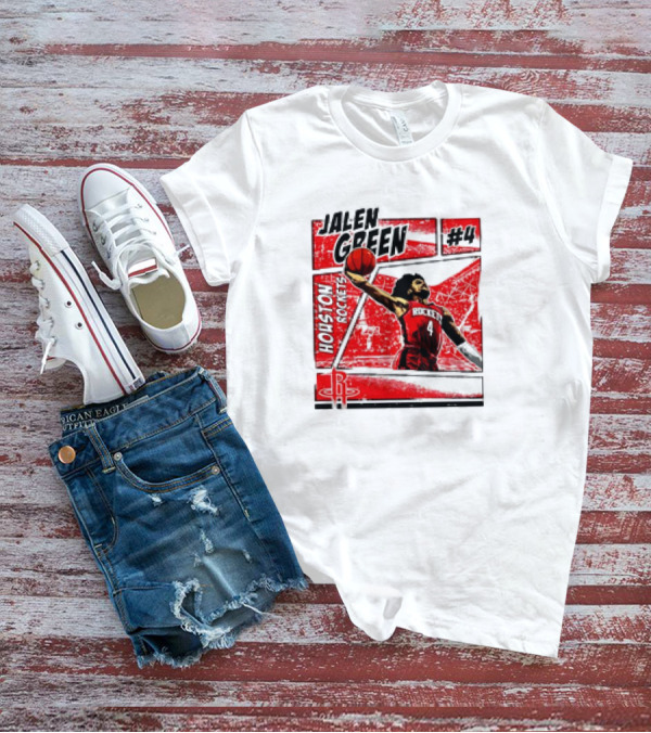 Jalen Green Houston Rockets #4 Comic Style Basketball T-Shirt