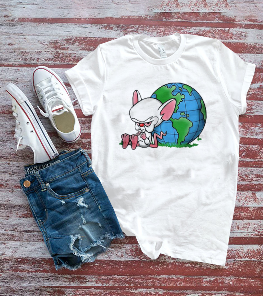 Pinky And The Brain World Domination Plan With Globe T-Shirt