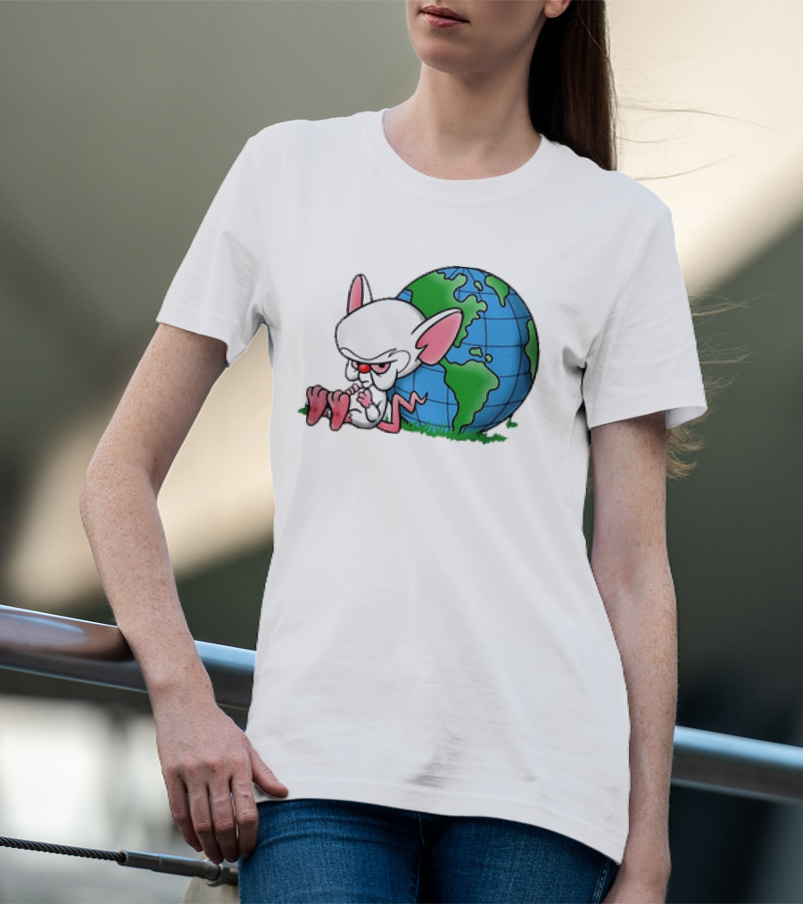 Pinky And The Brain World Domination Plan With Globe T-Shirt