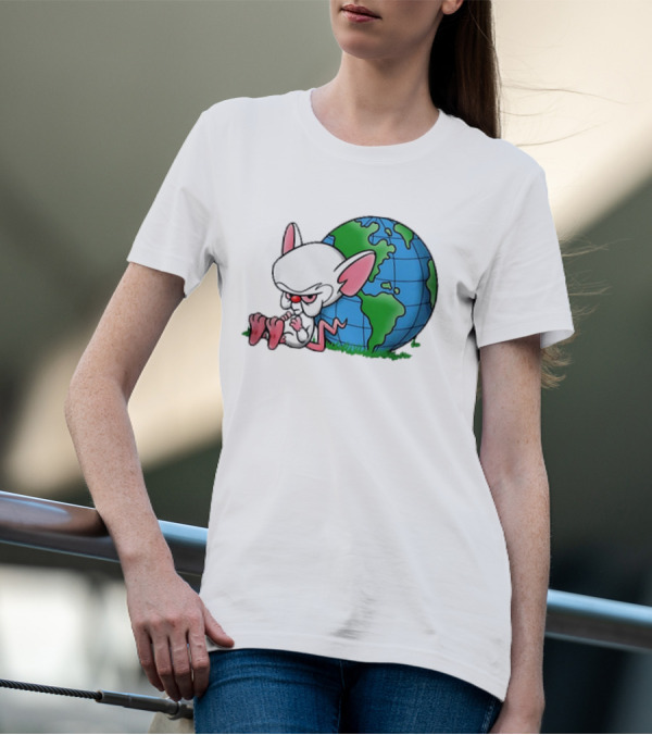 Pinky And The Brain World Domination Plan With Globe T-Shirt