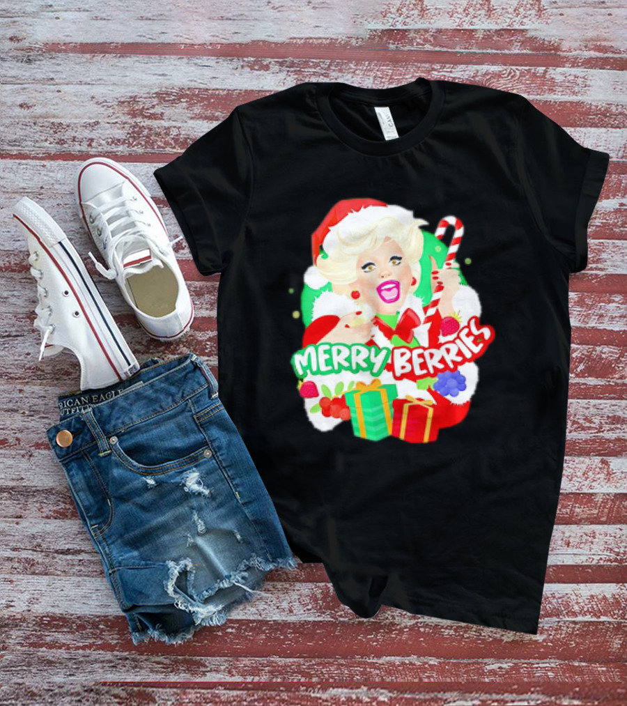 Merry Berries Christmas Santa Hat Candy Cane Gifts T-Shirt