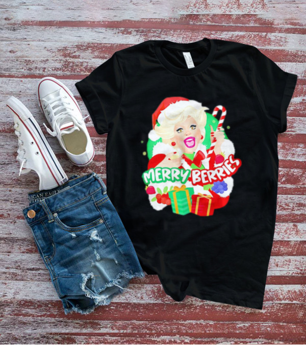 Merry Berries Christmas Santa Hat Candy Cane Gifts T-Shirt