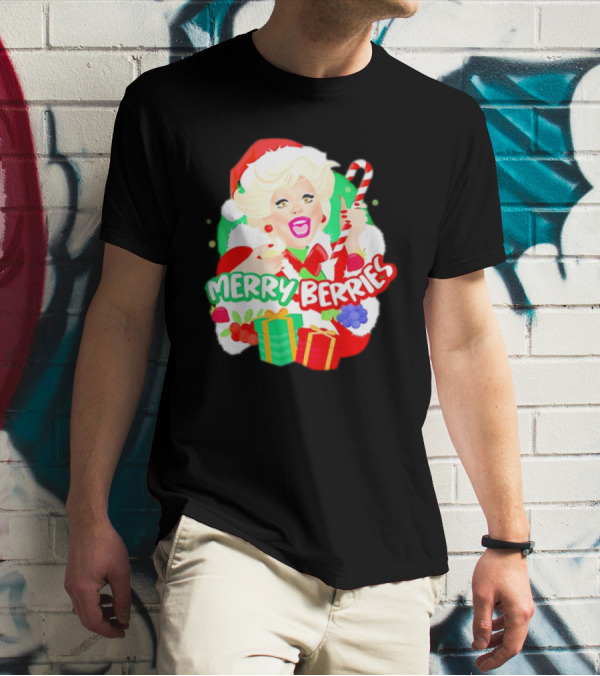 Merry Berries Christmas Santa Hat Candy Cane Gifts T-Shirt