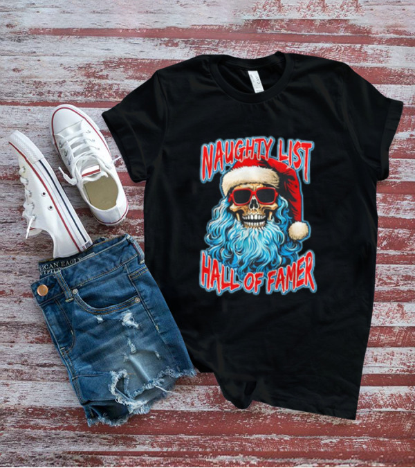 Naughty List Hall Of Famer Santa Claus Skeleton T-Shirt