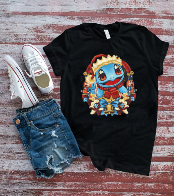 Squirtle Santa Hat Christmas Pokemon Cartoon Nutcrackers Bells T-Shirt