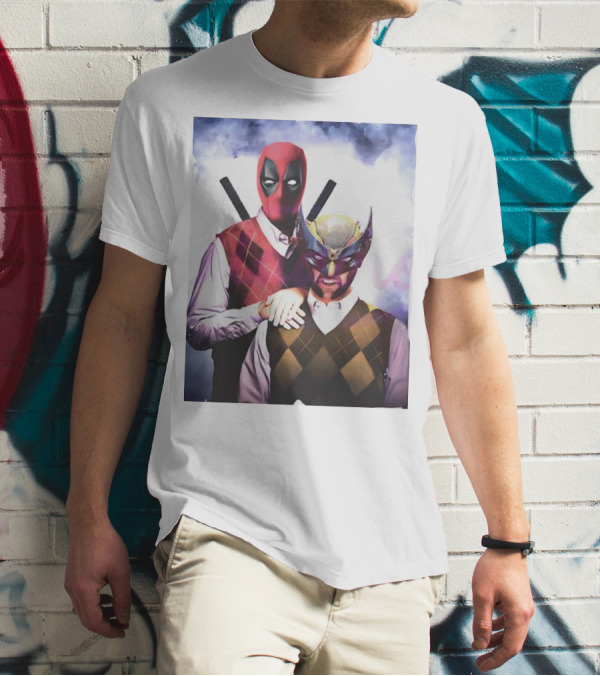 Retro Deadpool And Wolverine Step Brothers Iconic Parody Image T-Shirt