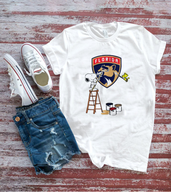 Snoopy And Woodstock Painting Florida Panthers T-Shirt