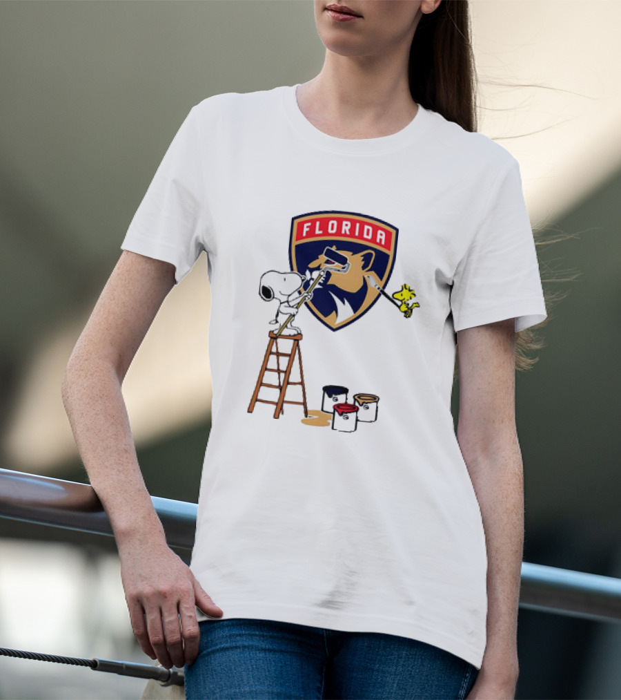 Snoopy And Woodstock Painting Florida Panthers T-Shirt