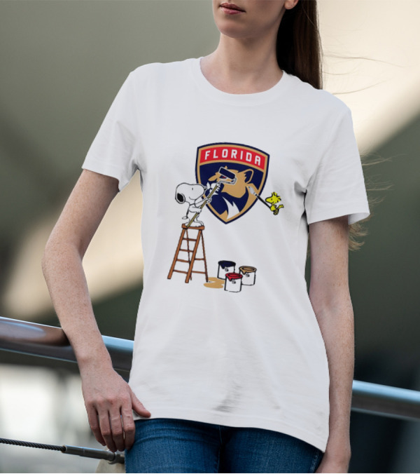 Snoopy And Woodstock Painting Florida Panthers T-Shirt