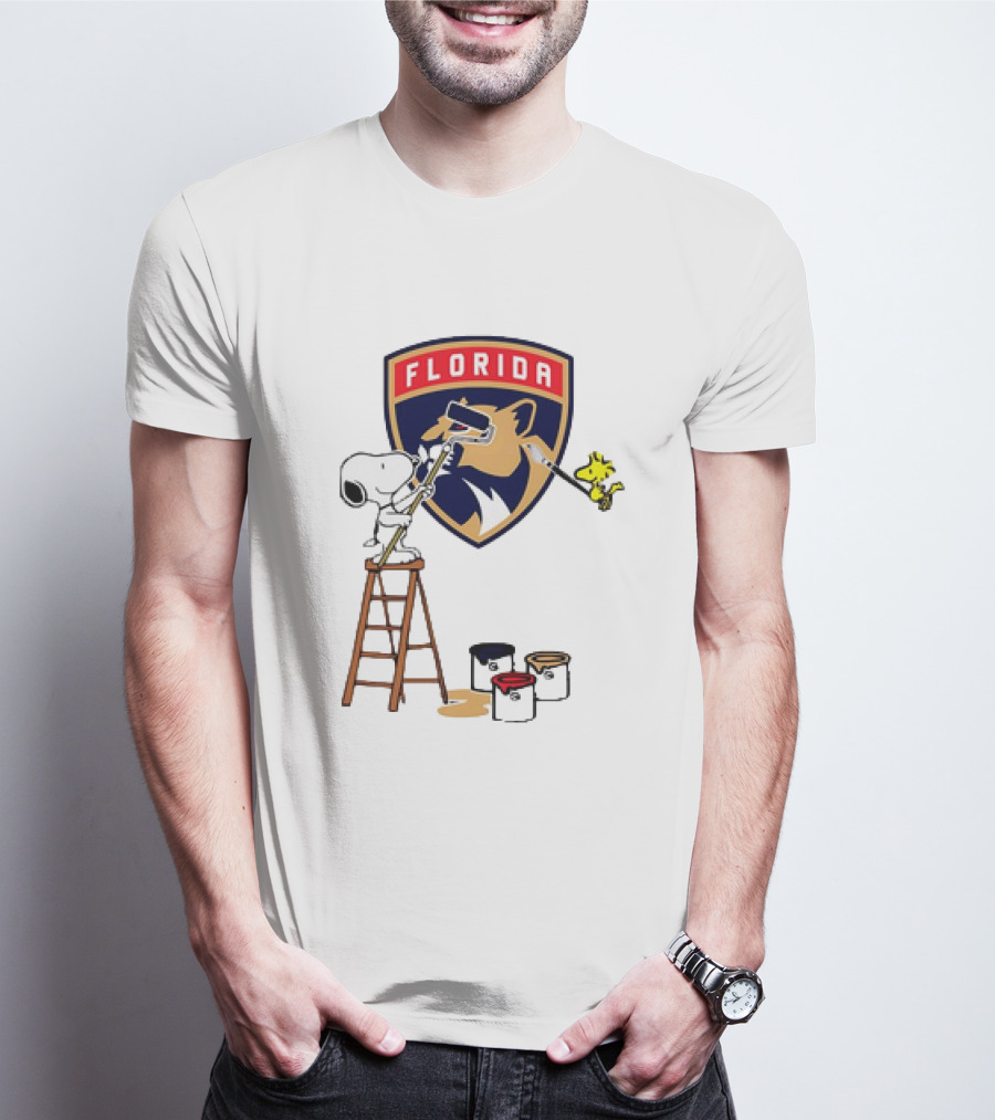 Snoopy And Woodstock Painting Florida Panthers T-Shirt