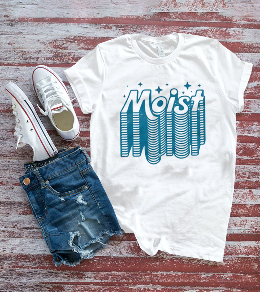 Moist 3D Text With Stars V2 T-Shirt