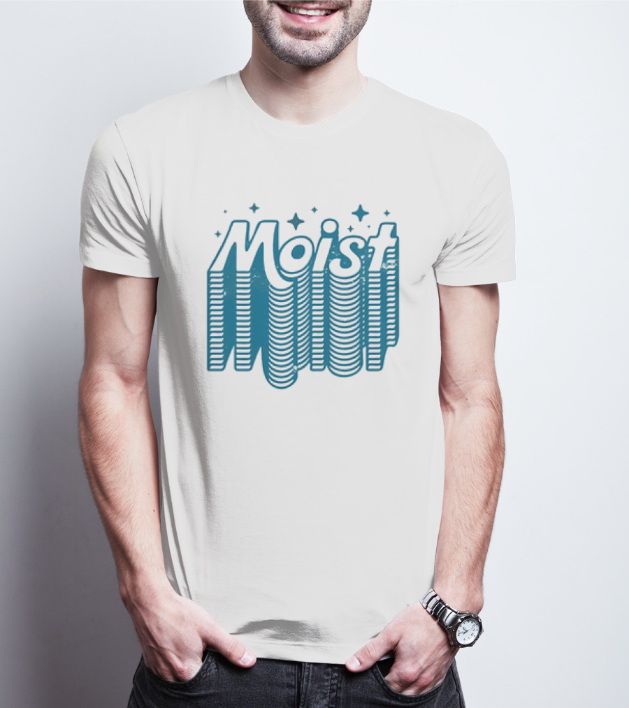 Moist 3D Text With Stars V2 T-Shirt