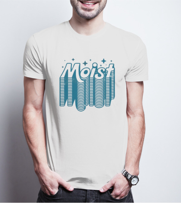 Moist 3D Text With Stars V2 T-Shirt